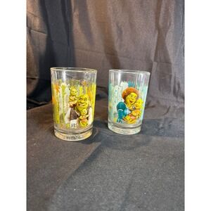 Shrek Movie Glasses Set of 2 Fiona Donkey Gingerbread Man Drinkware